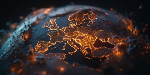Aufkleber - Hyperconnected Global Network Luminescent Data Visualization of European Connectivity Mapping Innovative Digital Transformation for Enterprise Strategy