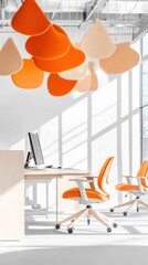 Aufkleber - Vibrant Ergonomic Workspace Modern Dynamic Design with Bold Color Psychology, Illuminating Productivity and Creative Professional Environments