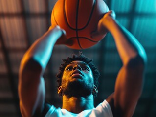 Poster - Dynamic Youth Basketball High-Performance Gen Z Athletes Capturing Competitive Edge in Immersive Indoor Sports - Energetic Action and Athletic Potential Unleashed