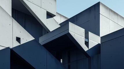 Poster - A brutalist-style city with sharp geometric designs and high contrast
