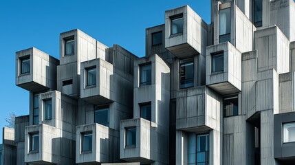 Poster - A brutalist-style city with sharp geometric designs and high contrast