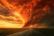 © Nurul - Fiery, apocalyptic storm over a desolate road