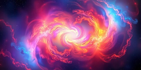 Wall Mural - swirling nebula of vibrant hues, cosmic dance of light and energy, galaxy, kaleidoscope