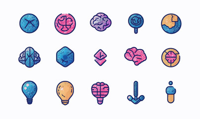 Wall Mural - artificial intelligence icon set in flat minimalist svg style for technology and creativity