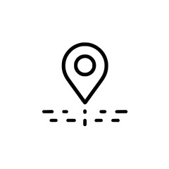 Wall Mural - map pin icon pointing to a specific place on a visual journey pinpoints location with a line indicat