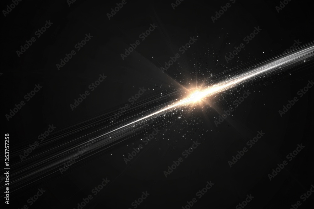 Bright light streaks diagonally across a dark empty backdrop space ...