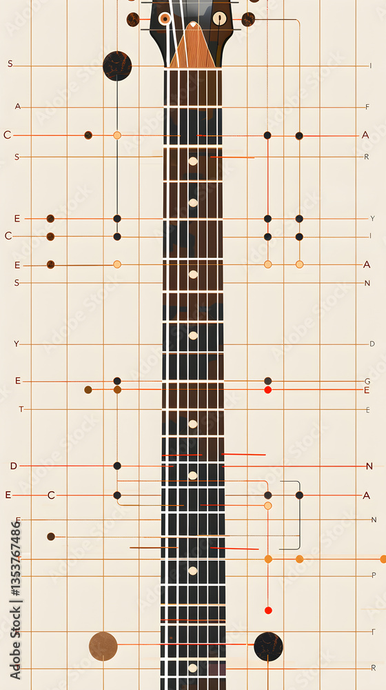 Guide Button Chord Layout Educational Display of Various Guitar Chords with Detailed Finger ...