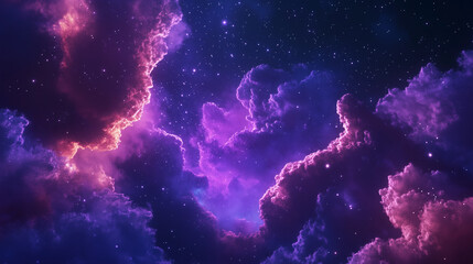 Stunning Nebula with Vibrant Gas Clouds and Twinkling Stars