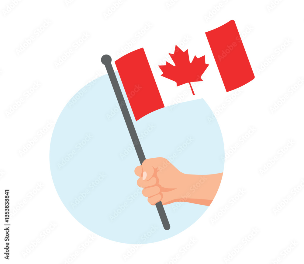 Canada flag in hand icons set, Canadian flag symbols Stock Vector ...