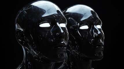 Two sleek black robotic heads.