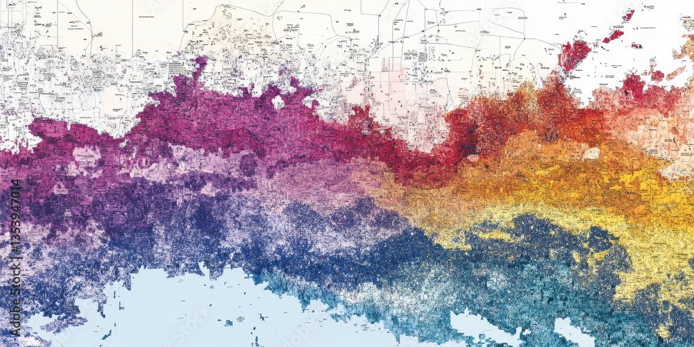 Abstract Colorful Map Visualization of Land Data: A Detailed Geographic ...