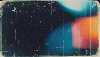 Aufkleber - grunge abstract bokeh texture with vintage distressed overlay, moody dark background with blue and orange soft lights

