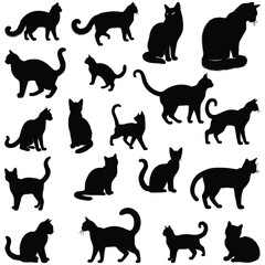  set of cats silhouettes