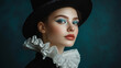 © ArtShop - A woman wearing a black hat and a white collar
