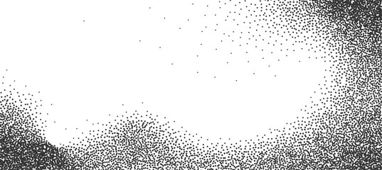 Poster - Grain noise gradient on transparent background. Abstract halftone dots particles wave pattern. Vector illustration