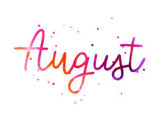 Wall Mural - august - handwritten modern watercolor calligraphy lettering