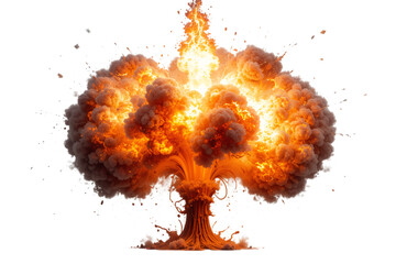 Wall Mural - massive explosion with smoke and fire creating a dramatic scene