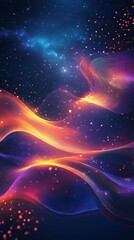 Poster - Abstract Cosmic Waves Vibrant Nebulae and Glowing Stardust in Deep Space