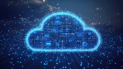 Poster - Abstract Futuristic Cloud Computing Network Data Center Digital Transformation