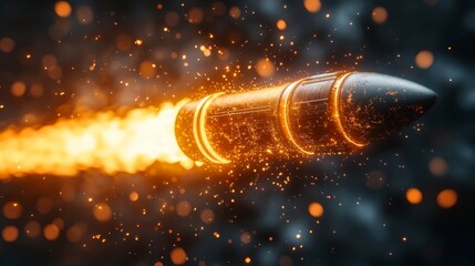 Wall Mural - a rocket launching into the sky with sparks coming out of it