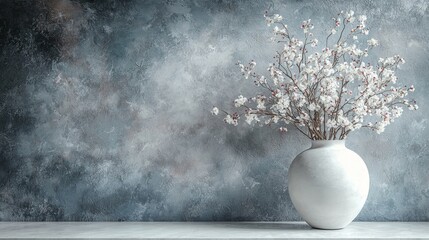 Wall Mural - a white vase with white flowers in it sitting on a table