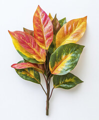 Wall Mural - Colorful croton leaves isolated on white background
