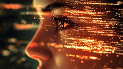 Wall Mural - conceptual cybernetic ai storyteller with glowing visual effects