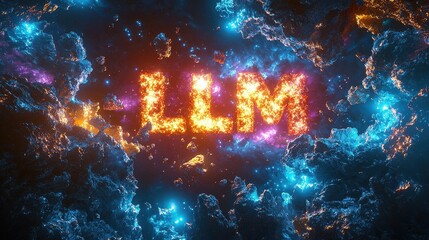Wall Mural - Cosmic Explosion Forming Letters in Space with Bright Colors