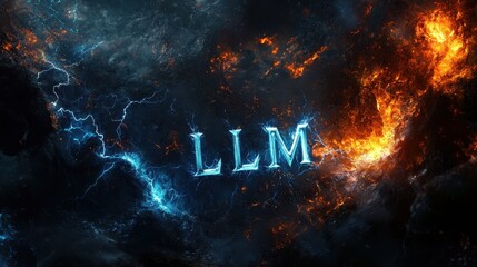Wall Mural - high energy electric typography with llm crackling effect