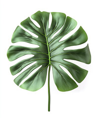 Wall Mural - Monstera leaf isolated on white background, vibrant and fresh