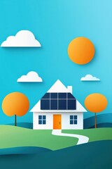 Wall Mural - solar-powered smart home with futuristic design, representing sustainable living