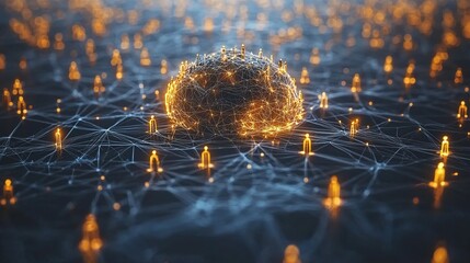 Global network connection, glowing nodes.
