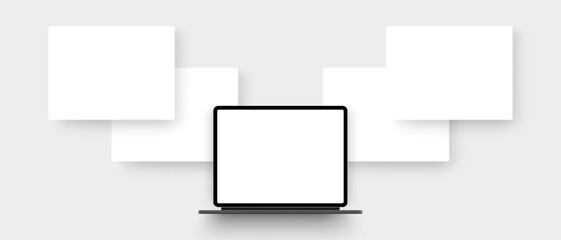 tablet computer mockup and blank web screens for showcasing your website design. vector illustration