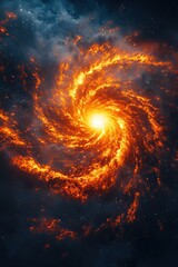 Wall Mural - View from space of a spiral galaxy and stars. The universe filled with stars, nebulae and galaxies