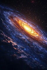 Wall Mural - View from space of a spiral galaxy and stars. The universe filled with stars, nebulae and galaxies