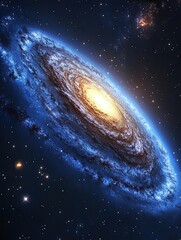 Wall Mural - View from space of a spiral galaxy and stars. The universe filled with stars, nebulae and galaxies