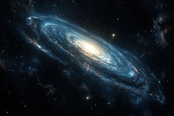 Wall Mural - View from space of a spiral galaxy and stars. The universe filled with stars, nebulae and galaxies