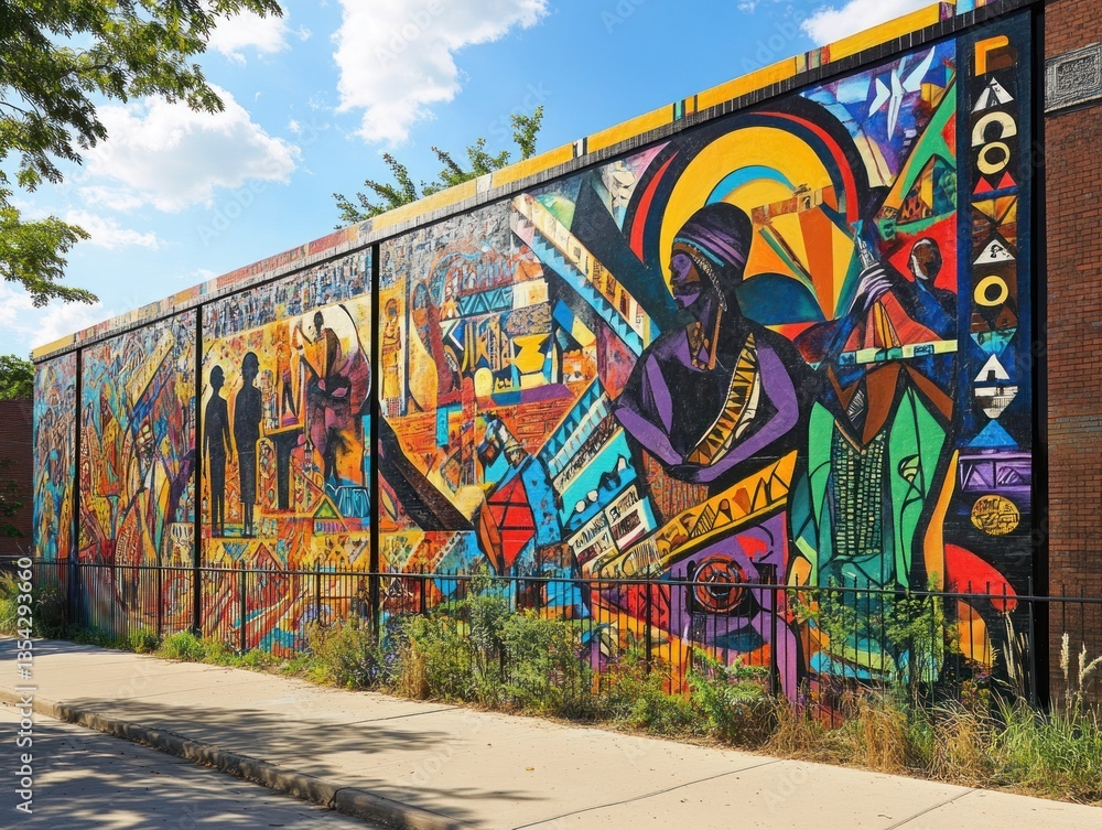 A large mural on a city wall painted during Black Awareness Day ...