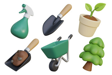 Wall Mural - gardening 3d icon object set