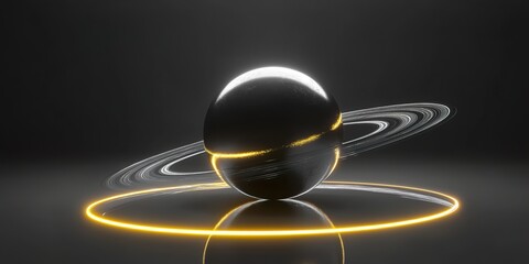 Wall Mural - Black and White Sphere: 3D Render, Geometric Ball, Abstract Design, Modern Art.
