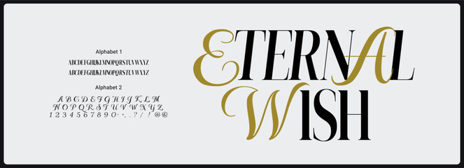 Wall Mural - font duo vector. alphabet modern elegant serif with regular and italic uppercase. alphabet elegant s
