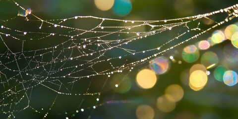 Wall Mural - Ephemeral Beauty: Soap Bubbles and Spiderwebs in a Delicate Dance of Light.
