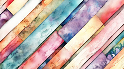 Wall Mural - colorful watercolor wooden planks texture on white or transparent background