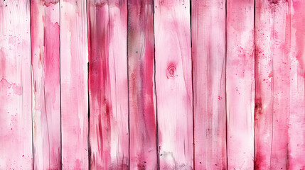 Wall Mural - pink watercolor wooden planks texture on white or transparent background