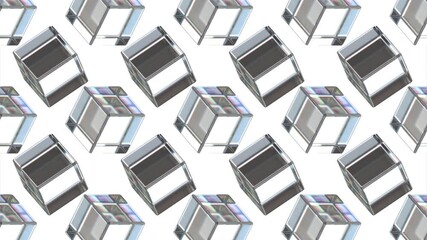 Wall Mural - looped seamless crystal glass tiled small size diagonally rotating cubes abstract background