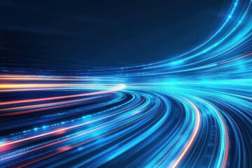 Aufkleber - Abstract blue fast high speed light movement technology futuristic creative design vector background