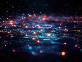Leinwandbilder - abstract glowing network of interconnected lights