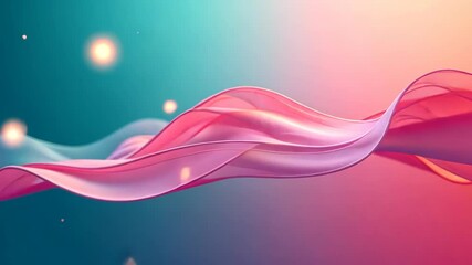 Aufkleber - Pink Mesh Ribbon Gently Flows in Teal and Rose Hues