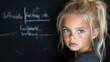 © danadesa - Portrait of a girl in front of a chalkboard