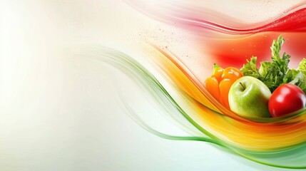 Aufkleber - Fluid motion abstract background displaying dynamic wave of fresh groceries with soft gradients and motion blur effect enhancing visual appeal